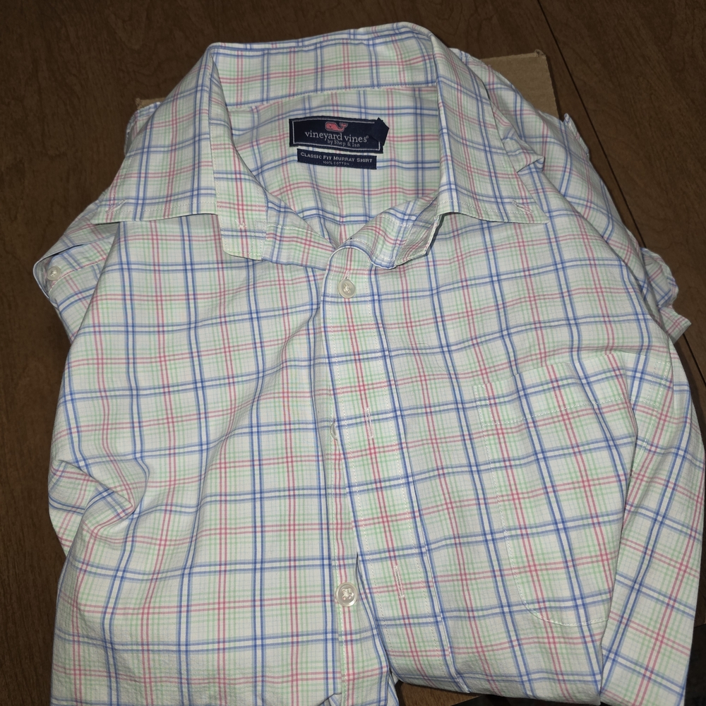 Vineyard Vines Men's Checkered Shirt - Blue and Pink